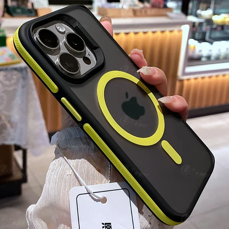 New Bicolor Matte Frosted Magnetic Phone Case For iPhone 16 15 14 Plus 13 12 11 Pro Max Translucent Shockproof Bumper Hard Cover