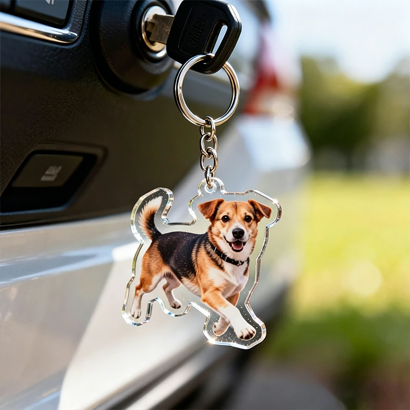 Custom Pet Photo Keychain Acrylic Car Keychain Custom Dog Cat Keychain Personalized Wallet Backpack Couple Keyring Birthday Gift