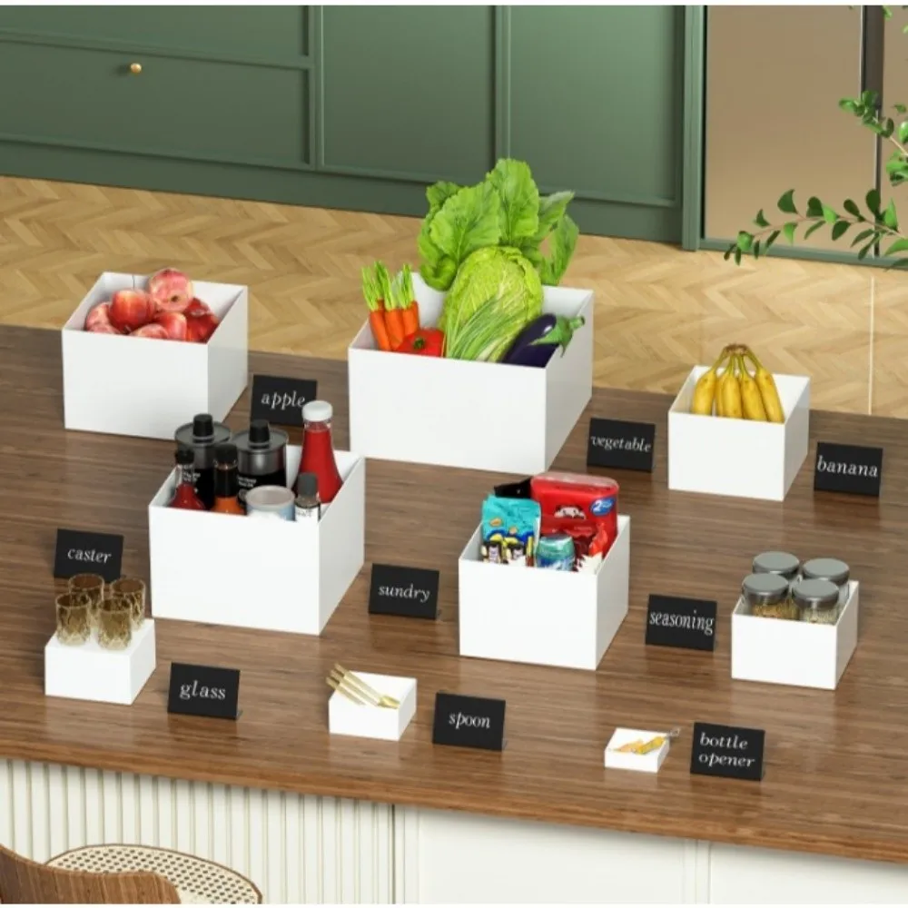 3/6pcs/set New Acrylic Storage Box Square White Buffet Riser Space Saving Five-Sided Display Stand Dessert Cake Box