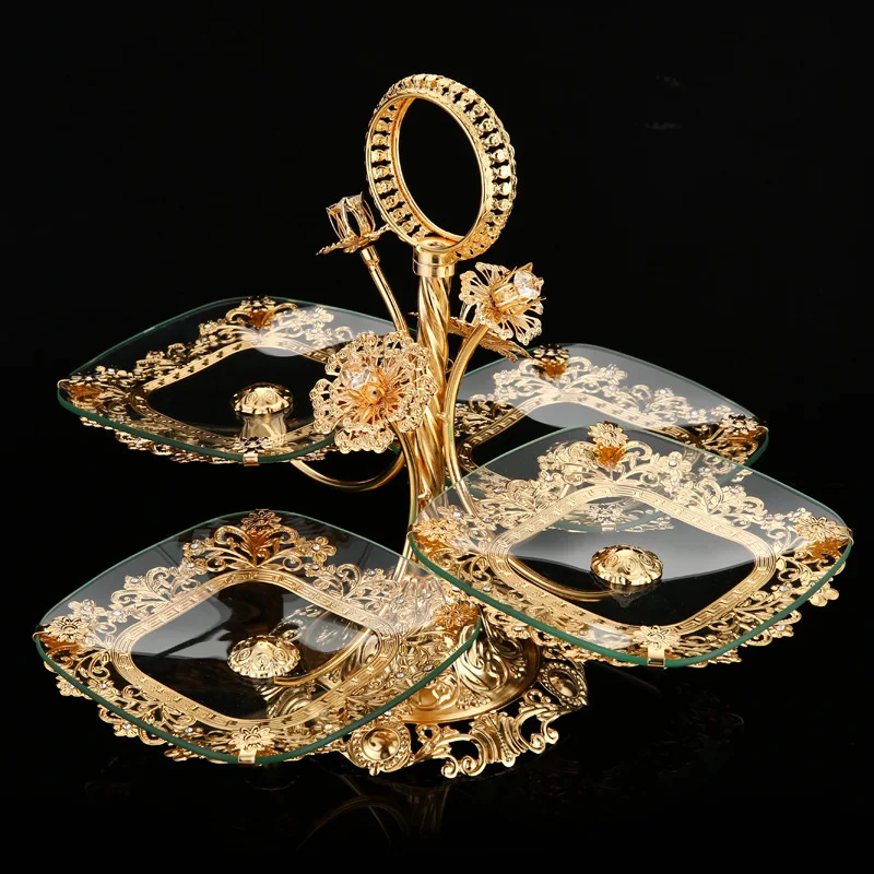 HYS European-style fruit plate household living room coffee table creative fruit plate multi-layer light luxury exquisite