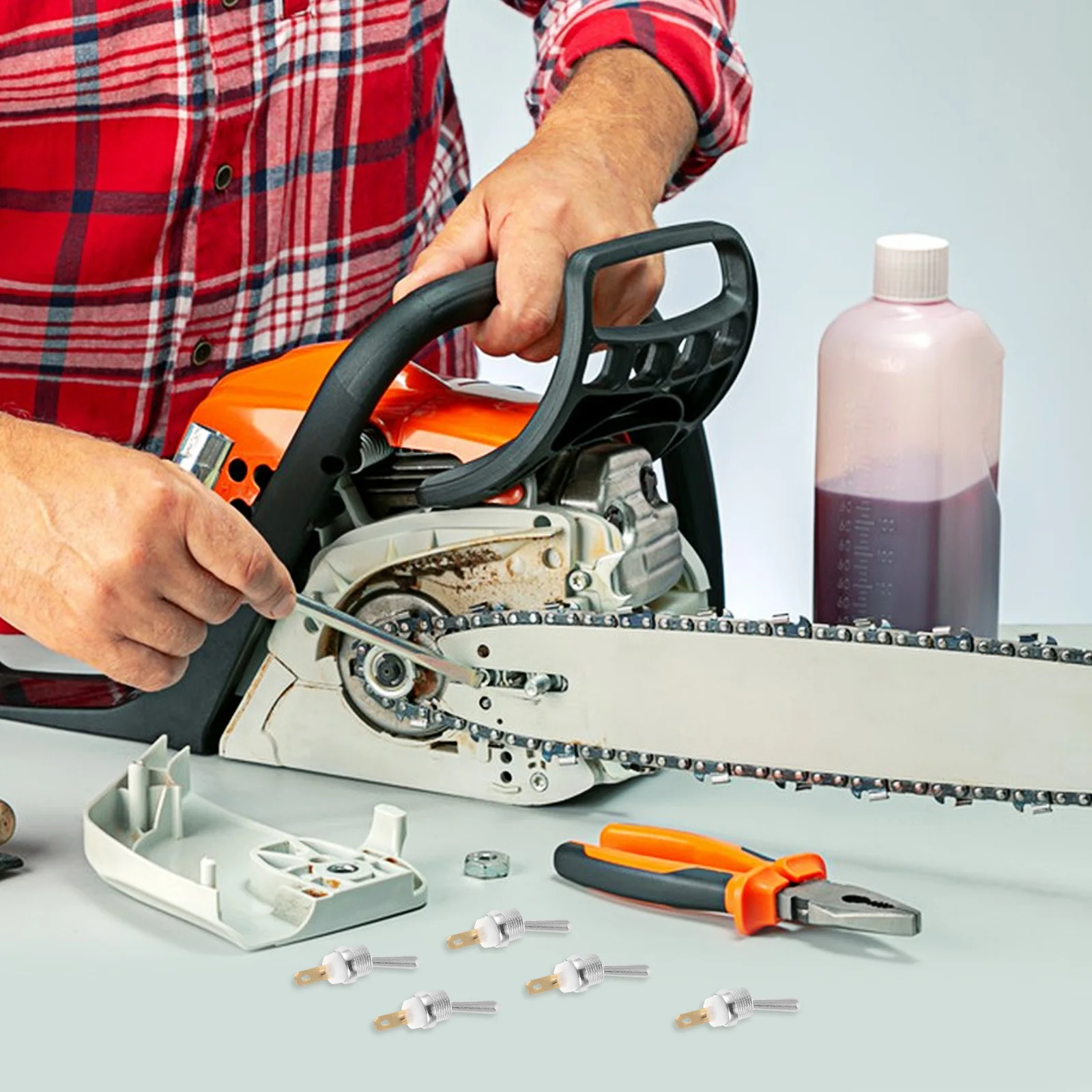 

5Pcs Oil Saw Kill Switch Metal Rocker Toggle Shut Off Safety Switch for Chainsaw Ignition Repair Maintenance Kit