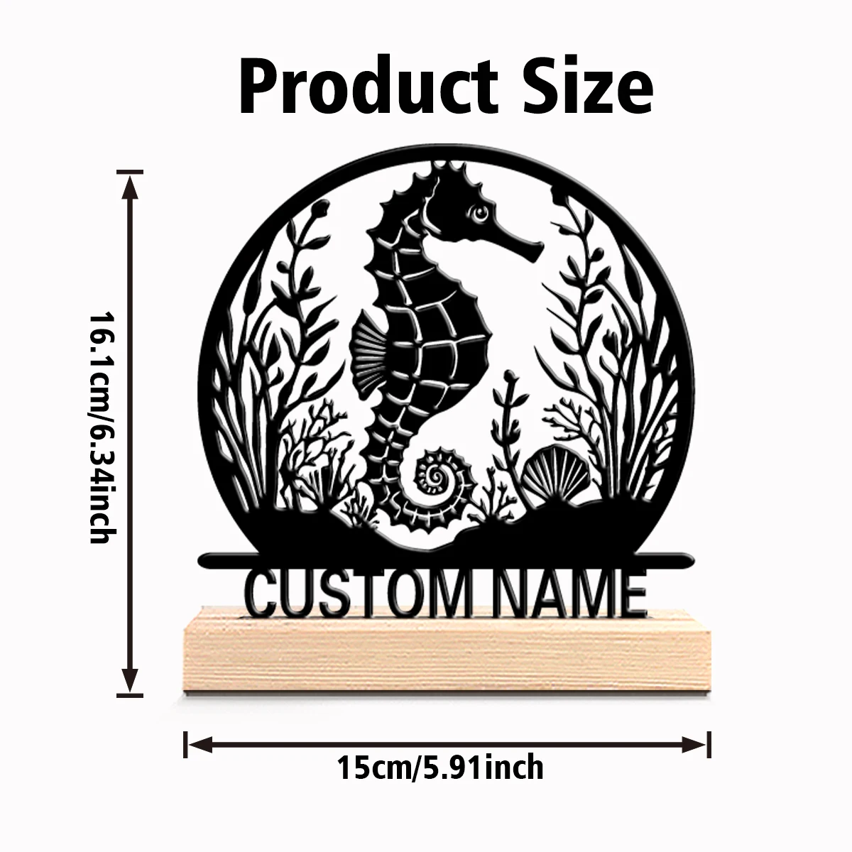 1 قطعة تماثيل معدنية رومانسية مخصصة لفرس البحر قاعدة خشبية بحرية جدار الفن للبحارة وبيوت الشاطئ ووسيد الساحلية