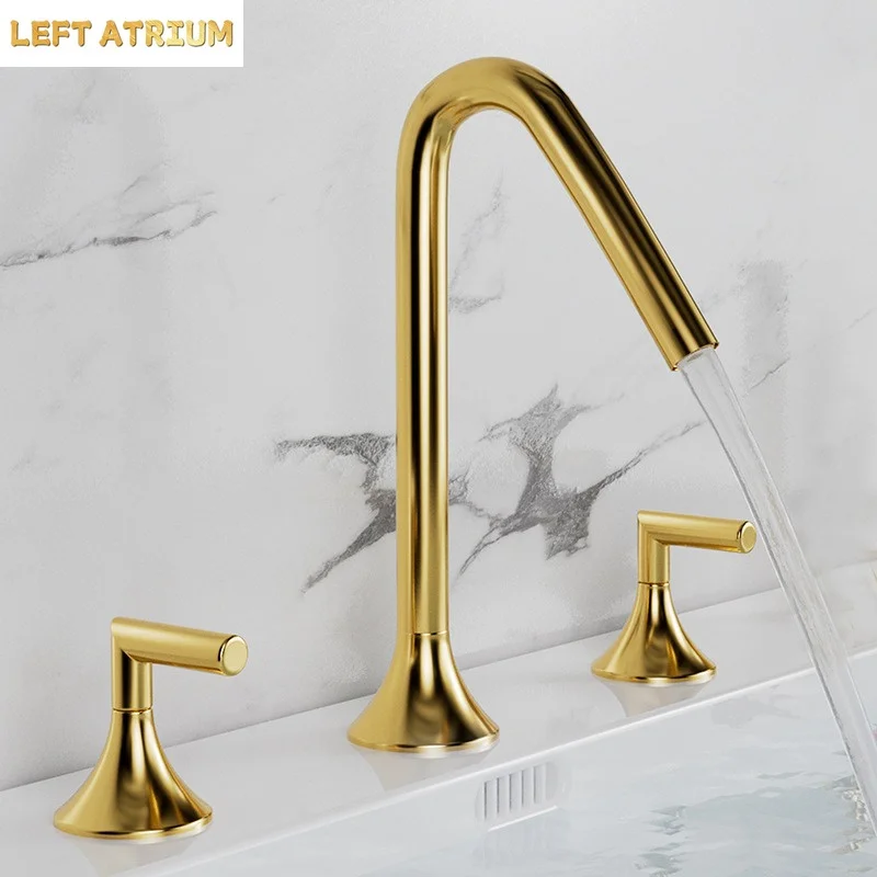 Bathroom Split Three Hole Basin Faucet Bathroom Cabinet Sink Basin Cold and Hot Splashproof Faucet Set