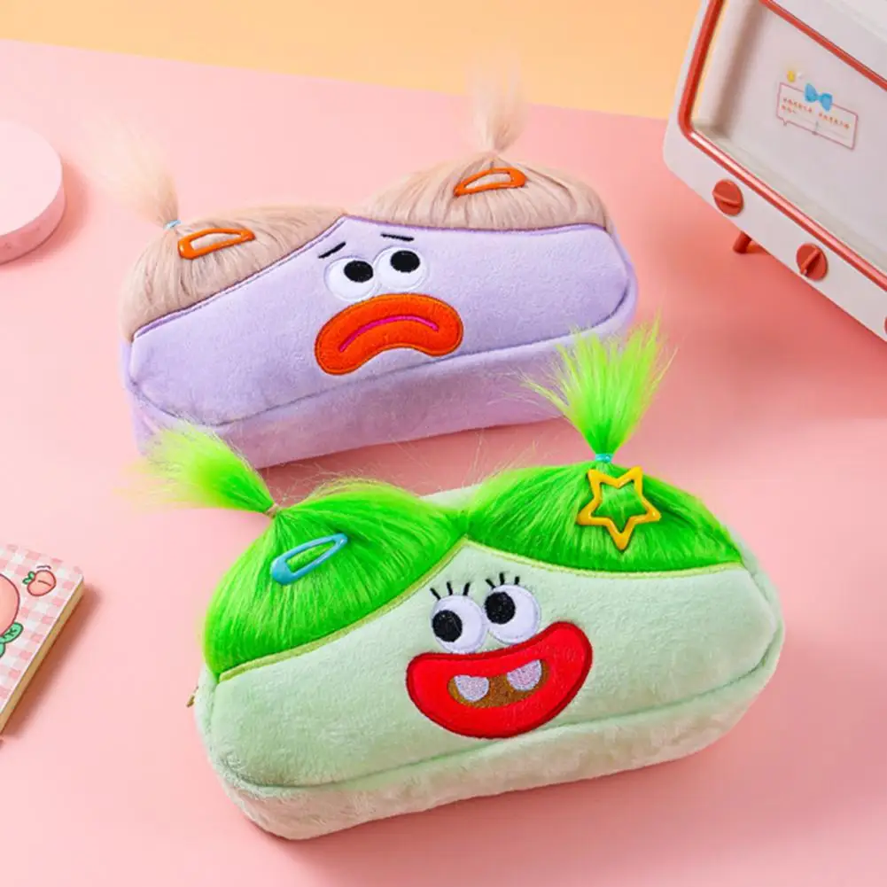 spacious-writing-tool-case-diy-pencil-case-organizer-with-capacity-long-hair-doll-design-zipper-storage-bag-cartoon-pen-marker