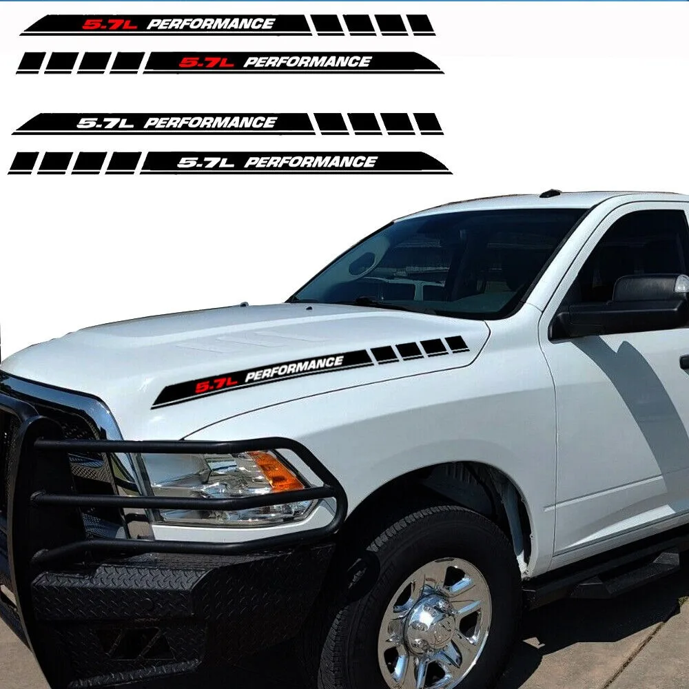 

For Dodge Ram 1500 2500 5.7L PERFORMANCE Car Hood Vinyl Decals Emblem Truck Graphic Stickers 2Pcs Auto Accessories