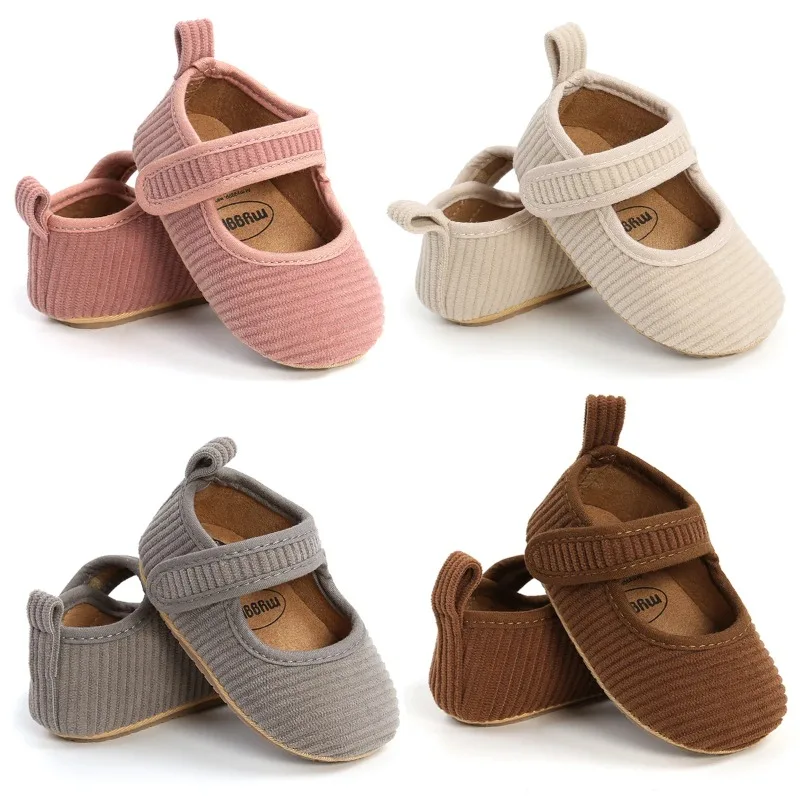 Autumn Baby Girls Boys Non-Slip Corduroy First Walking Shoes Soft Sole Solid Infant Sock Shoes