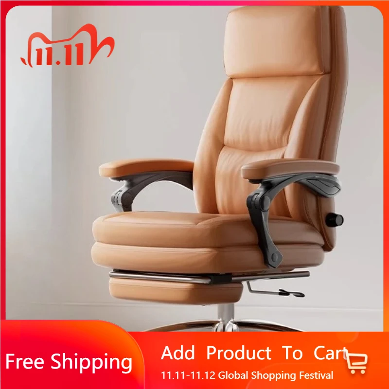 

Luxury Swivel Boss Chair Footrest Designer Lift Long Sitting Nordic Chair High Quality European Silla Escritorio Furniture