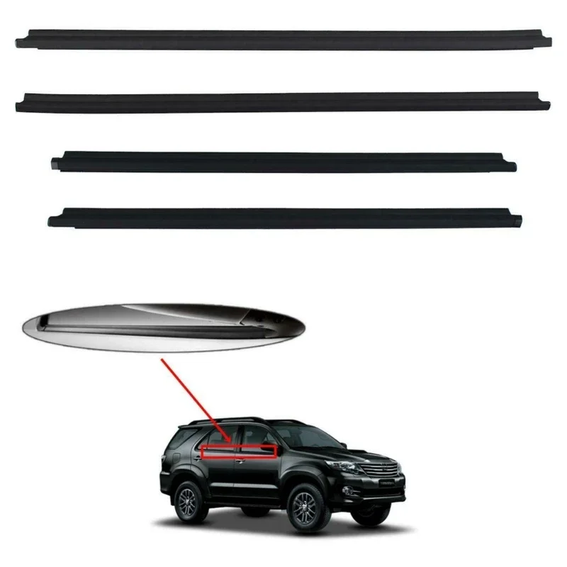 4pcs Car Door Window Glass Waterproof Sealing Strip for Toyota Fortuner 2004-2015