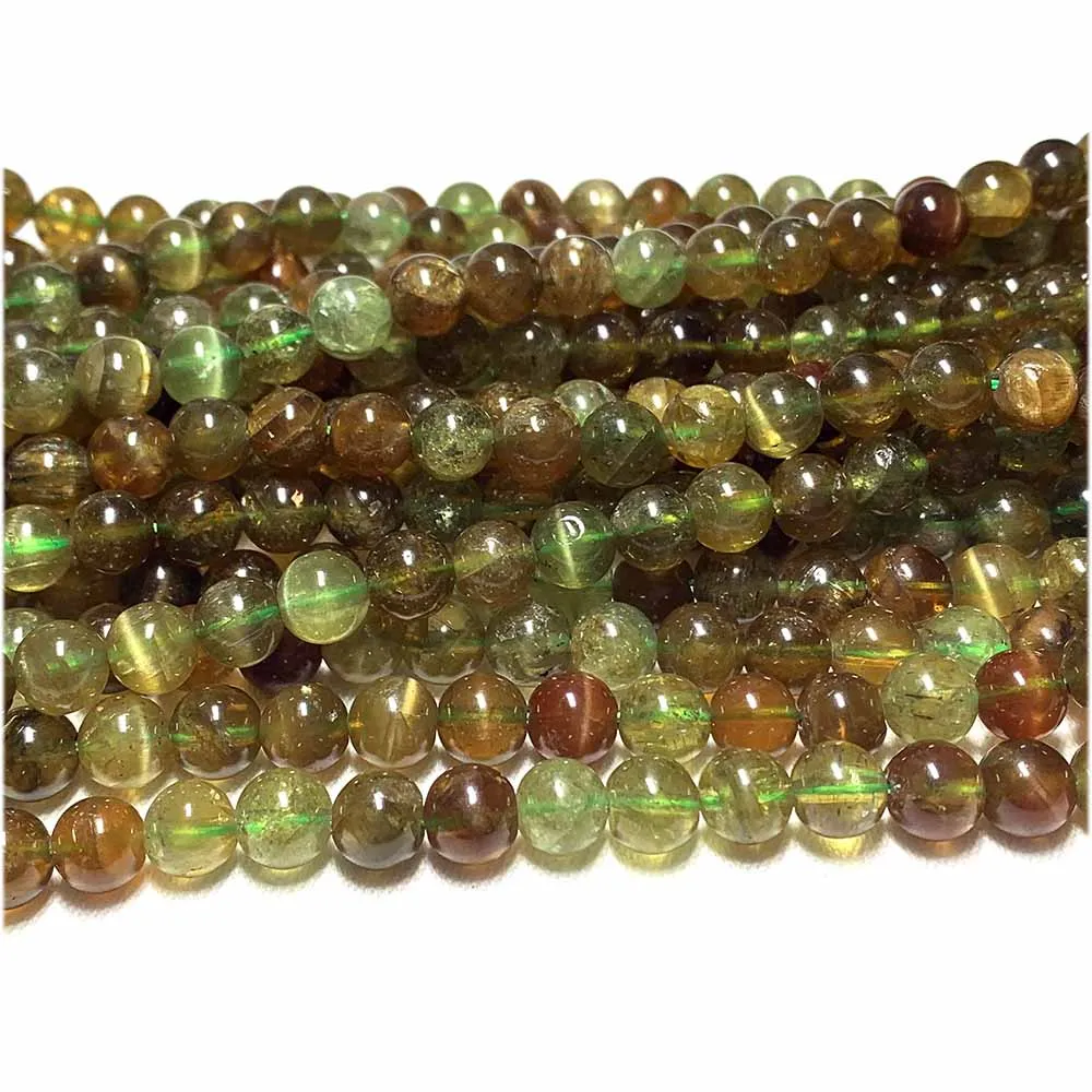 Veemak Brown Green Cat\'s Eye Chrysoberyl Round Beads For Jewelry Making Natural Gemstones Crystal DIY Necklace Bracelets Pendant