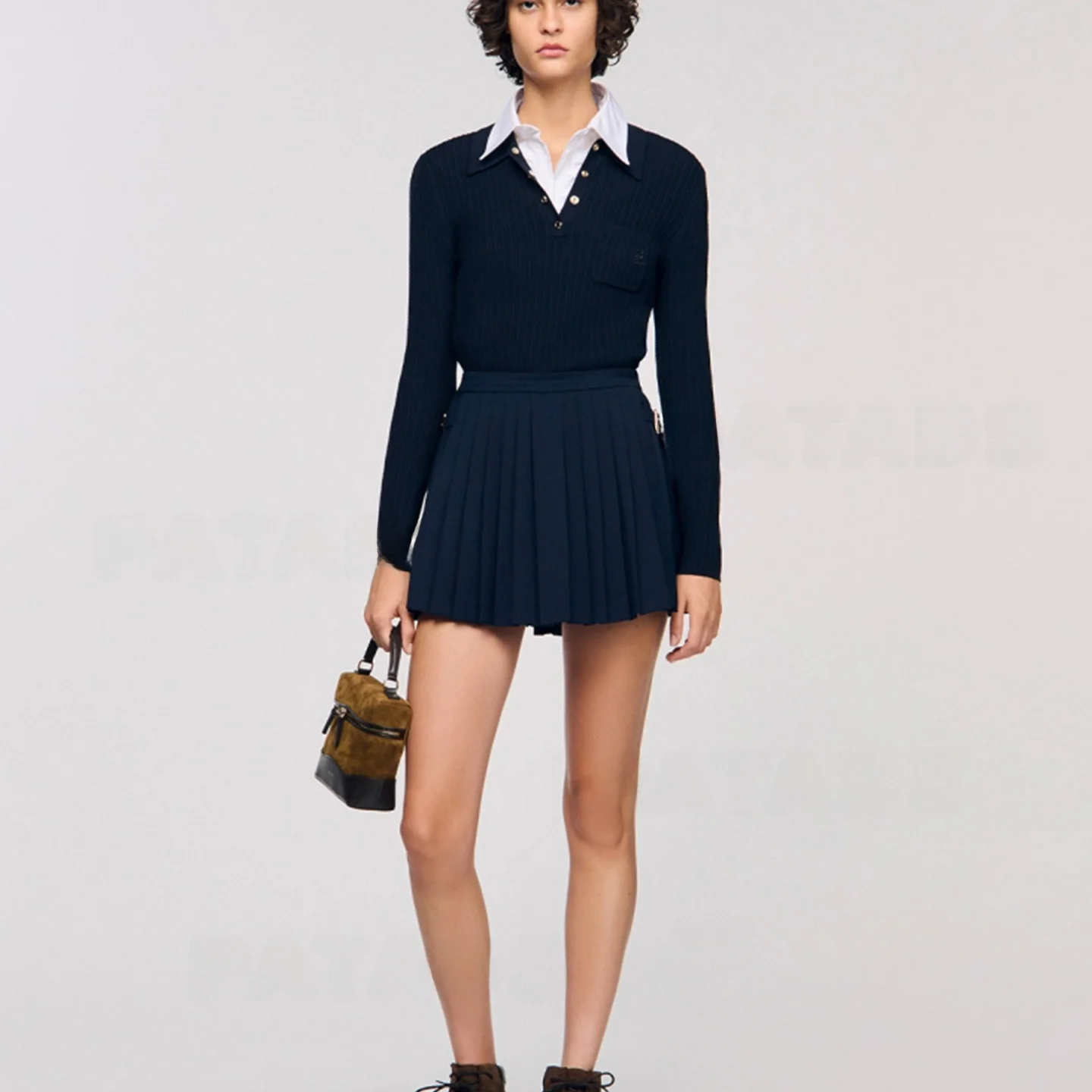 Faionable Long Sve Ne suéter de punto para mujer Slim Fit Sle Dumel Wind French Sle suéter de punto Camere