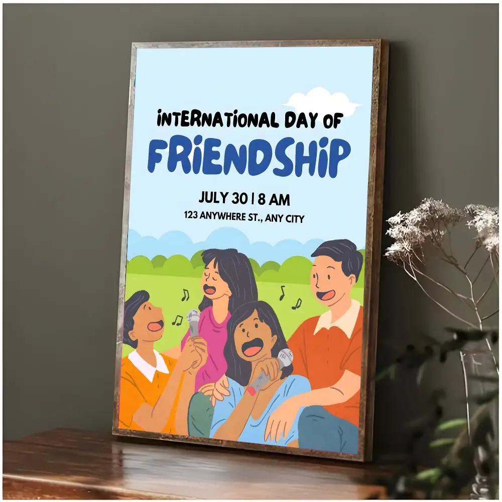 Unity Celebration I-International Friendship Day Poster Modern Wall Art Bedroom Living Room Print Unframed
