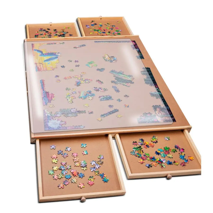 

1000 Piece Puzzle Board with Drawers and Cover Portable Wooden Jigsaw Puzzle Tray with Drawers, Solve Station amp Sturdy Table,