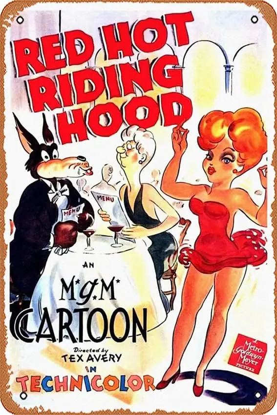 Red Hot Riding Hood Movie Poster 8 x 12 Inches - Retro Vintage Metal Tin Sign for Home Bar Pub Garage Decor Movie Gifts