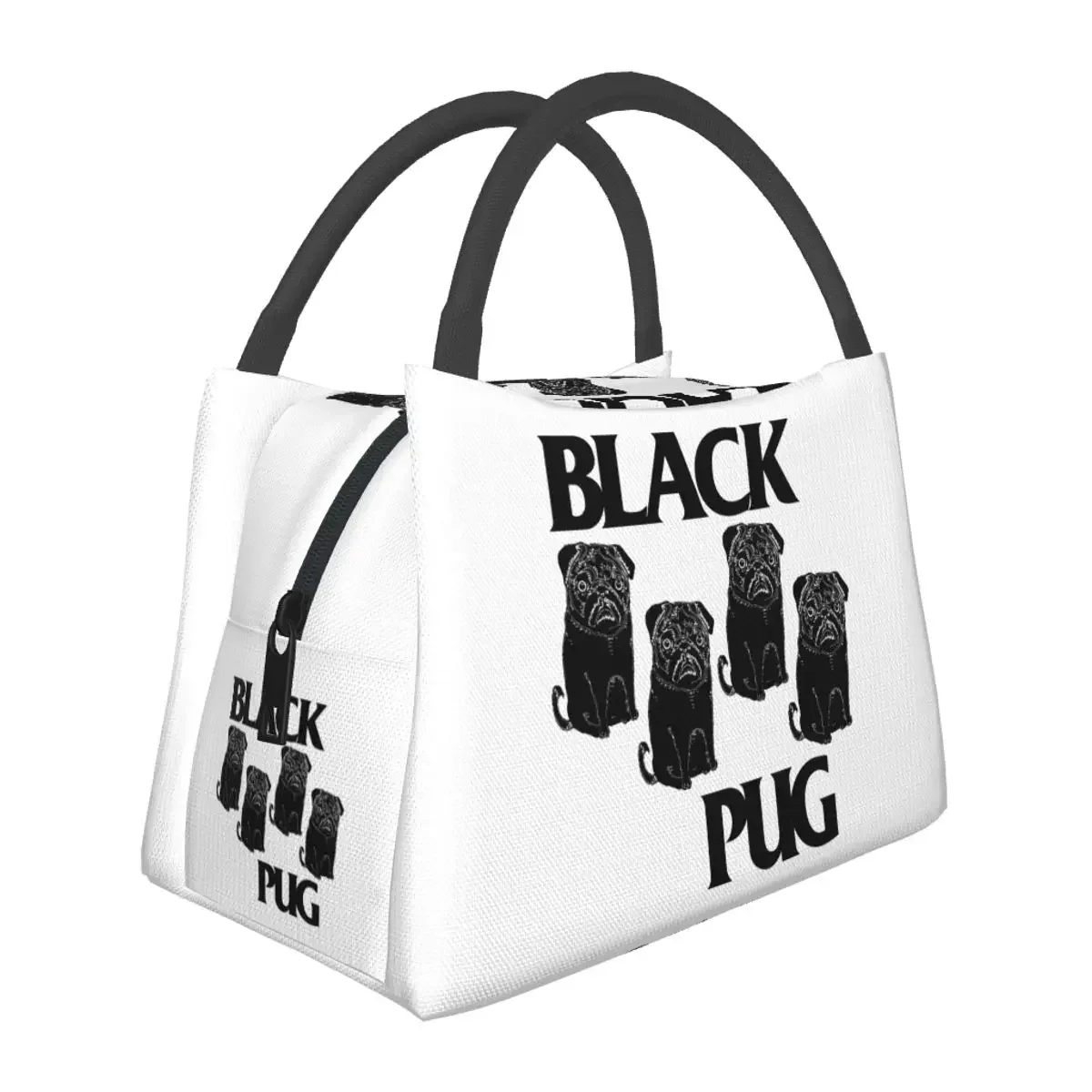 Black Pug Flag Punk Rock Dog Grumble Pugs Design Lunch Bags Insulated Bento Box Resuable Lunch Tote Picnic Bags for Woman Work