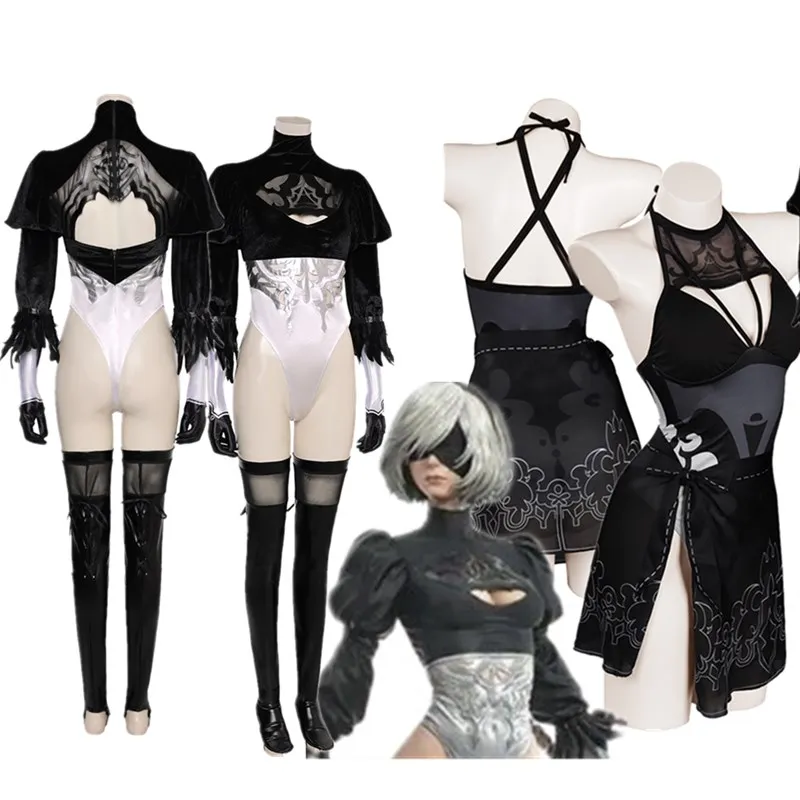 Game NieR Automata 2B Type B Cosplay Fantasia Costume Adult Women Fantasy Sexy Jumpsuit Outfits Halloween Carnival Disguise Suit