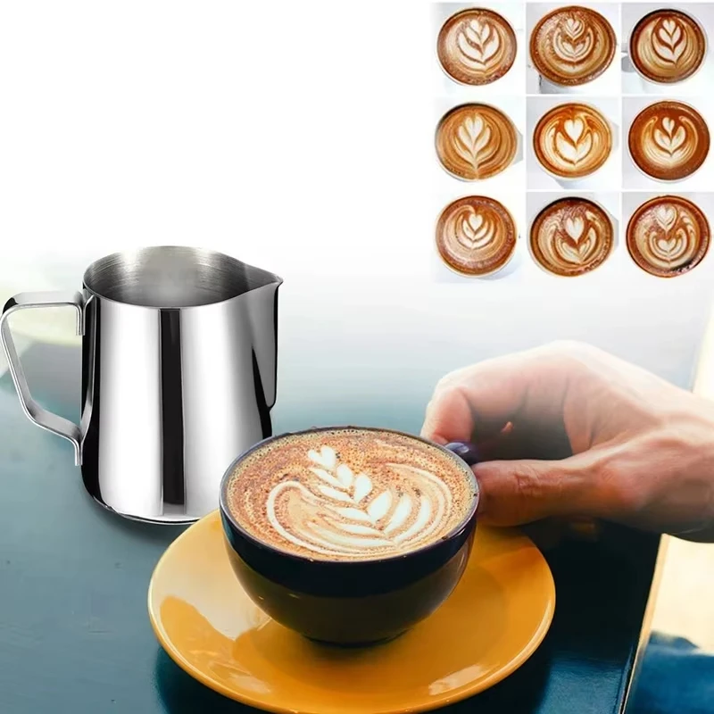 350/600 ml Kaffee Milch Aufschäumen Krug Edelstahl Krug Latte Art Milchaufschäumer Krug Espresso Dampfenden Kaffee Zubehör