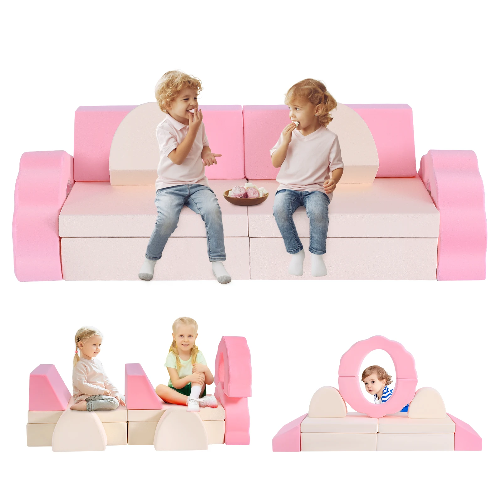 Jugacool Canapé convertible pour enfants, meubles de chambre à coucher pour salle de jeux pour tout-petits, Kit de jeu de gymnastique pour aire de jeu