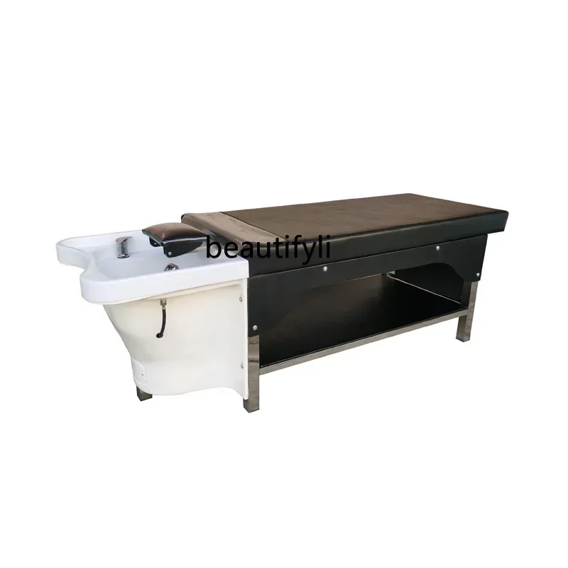 

FG17Shampoo Chair for Hair Salon Thai Flushing Bed Hair Salon Acrylic FRP Stainless Steel Shelf