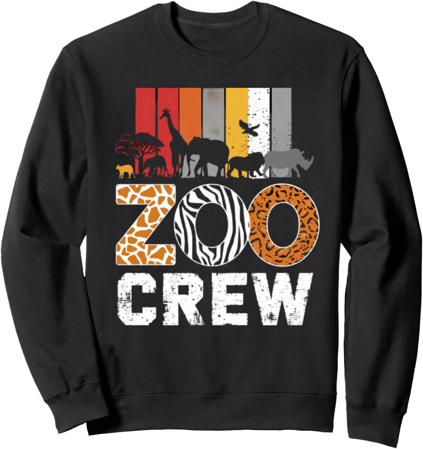 

African Retro Sunset Wildlife Savannah Trip Safari Crew Sweatshirt