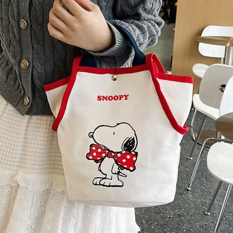 2024 Kawaii Snoopy Handbag Shoulder Bag Printed Crossbody Bag Commuting Shopping High-Capacity Fashion Birthday Gift For Girls