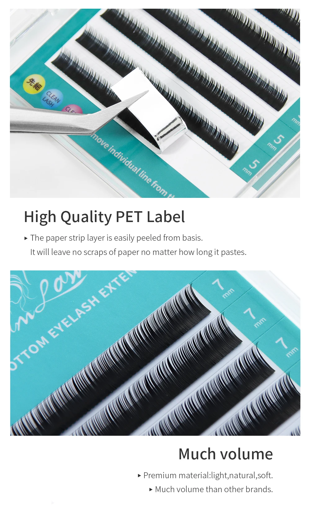 GLAMLASH Untere Braune Wimpern 567mm Kurze Synthetische Nerz Einzelwimpern-Verlängerung Untere Augenbrauen-Wimpern Make-up-Tools – Detail 5