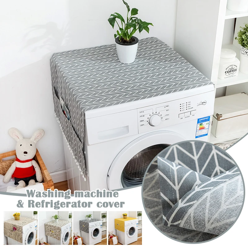 

Washing Machine Cover Dust Refrigerator Cover Double Door Single Door Top Cover Geometric Towel Household Accessory