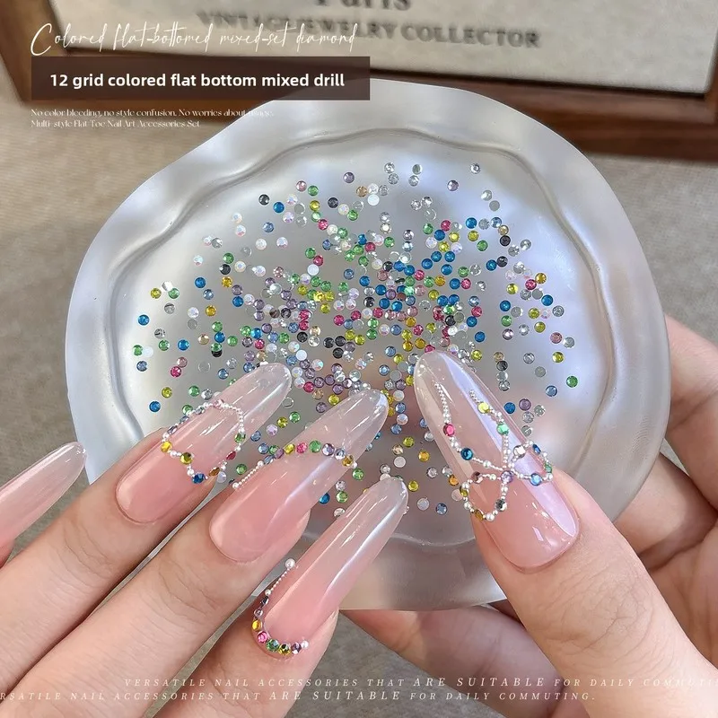 LYLE 12 Grid Flatback Resin Nail Art Rhinestones Hot Trendy Small Irregular Mixed Color Mini Stacking Rhinestones Bling Charms