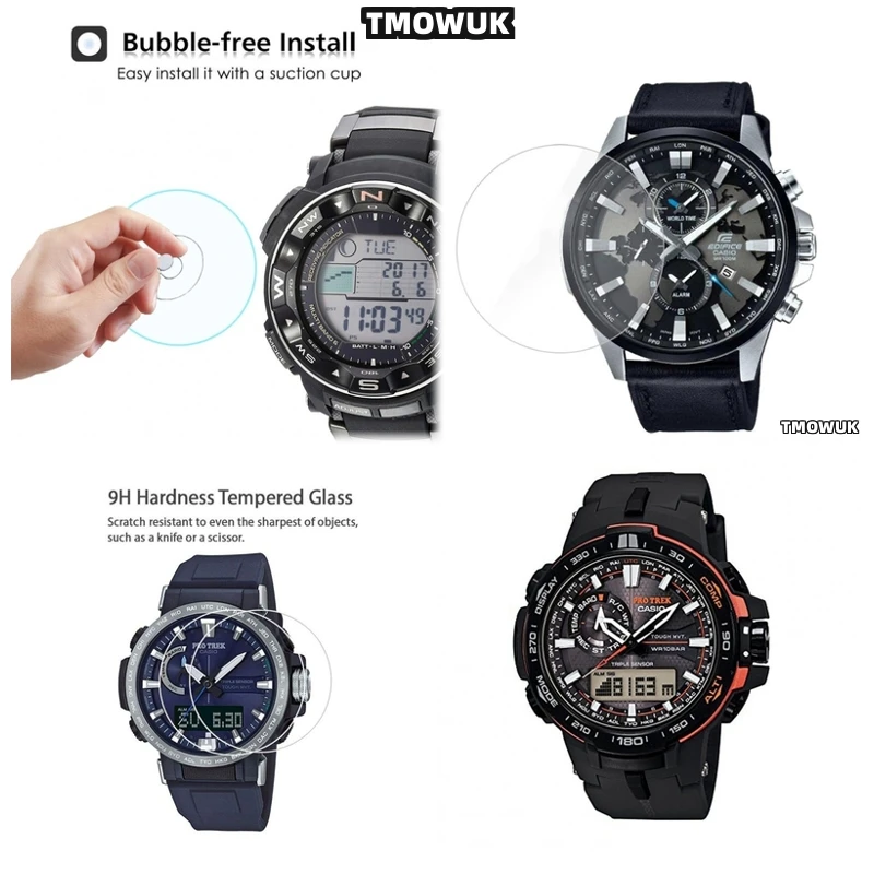 

For Casio GA100 6100 TR770 Pro-Trek EFR 303 GA-2200 GA-2100 GST-W300 Tempered Glass Film 9H Scratchproof HD Clear Watch