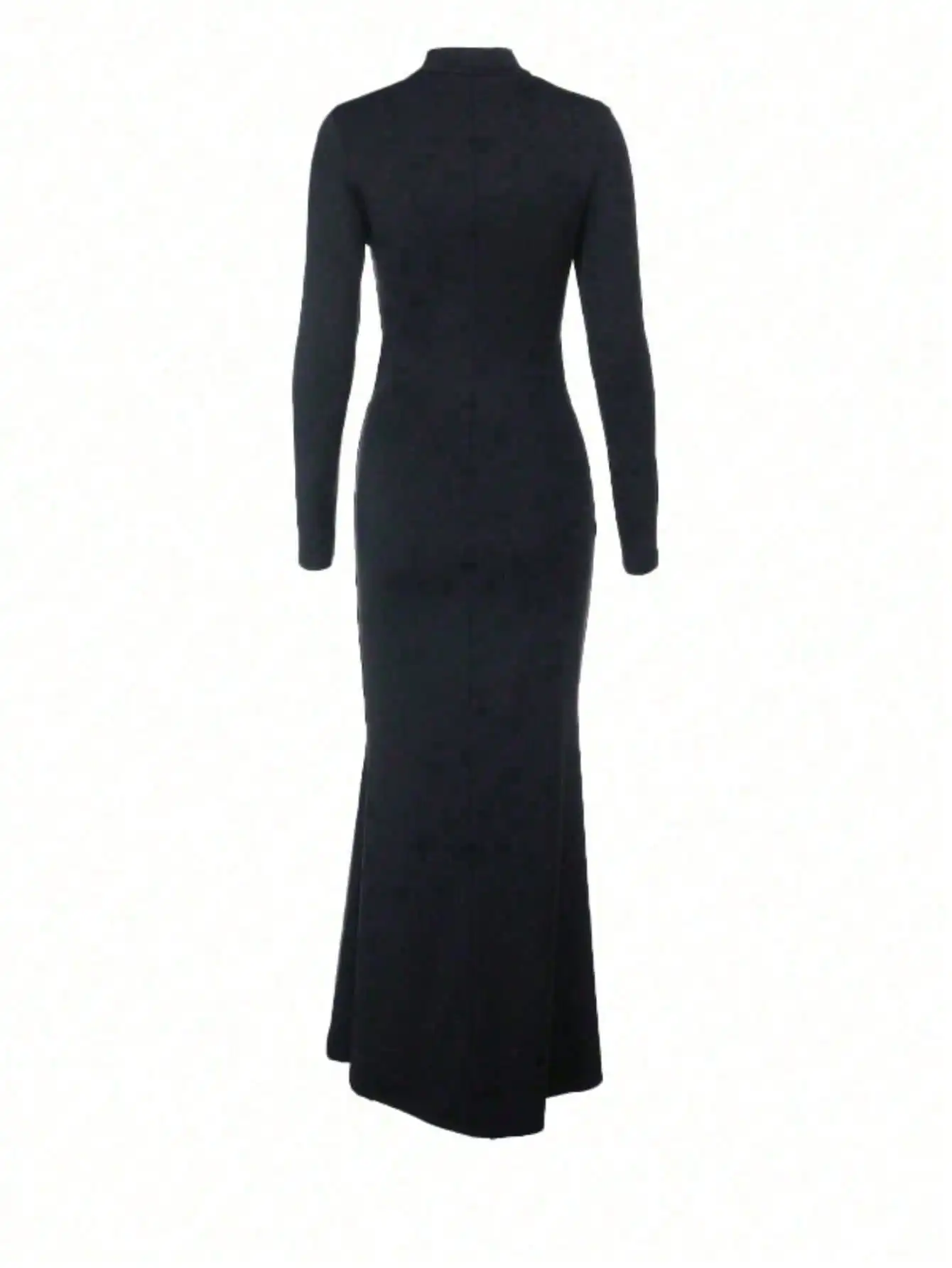 세련된 섹시 레이스업 맥시 - 긴 소매 컷아웃 디테일 & 몸매를 감싸는 실루엣