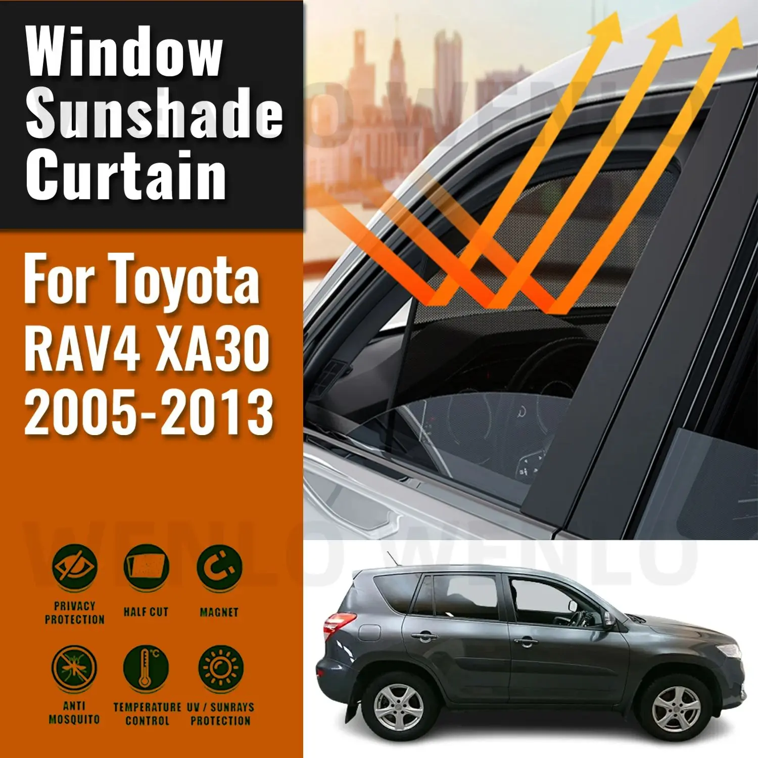 For Toyota RAV4 XA30 2009 2010 2011 2012 Magnetic Car Sunshade Front Windshield Frame Curtain Rear Side Window Sun Shades