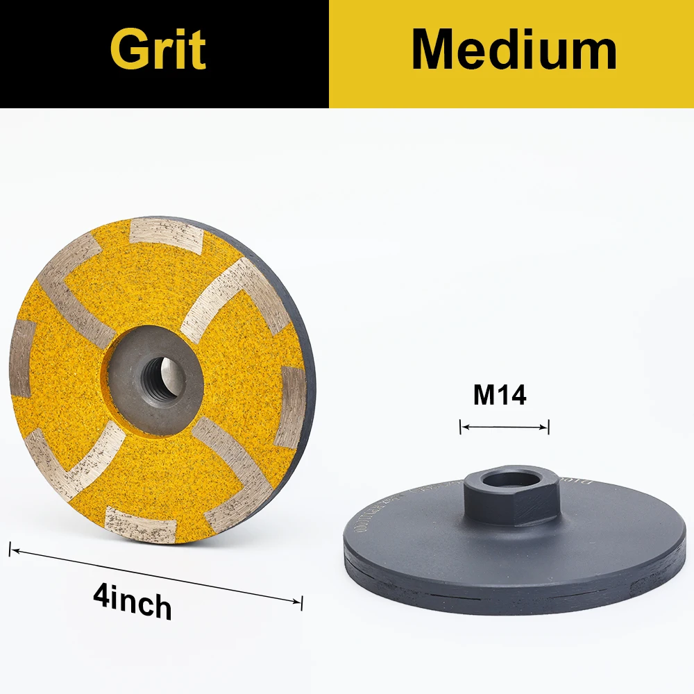 Solidure 4 inch 100mm resin filled diamond grinding cup wheels with Iron backer for grinding stone,concrete and tiles