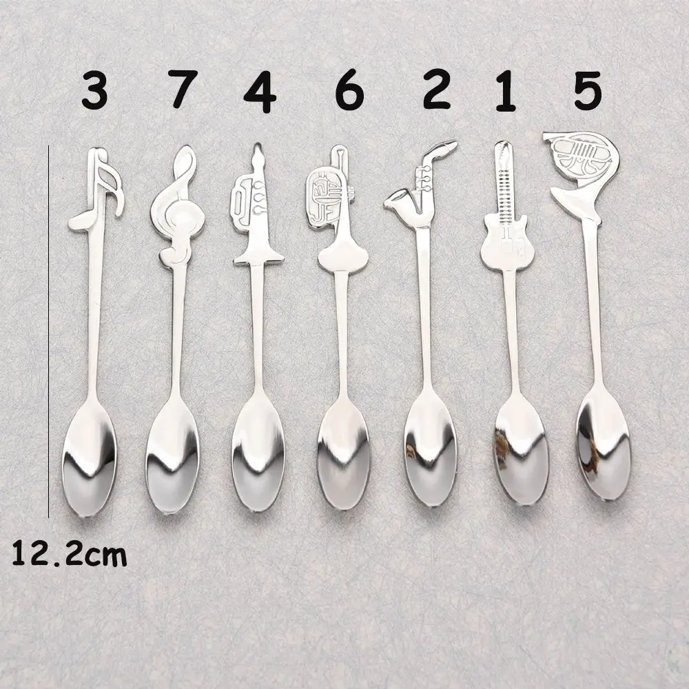 Music Symbol Stainless Steel Drinking Tools Kitchen Gadget Dining Teaspoon Flatware Coffee Spoon Tableware