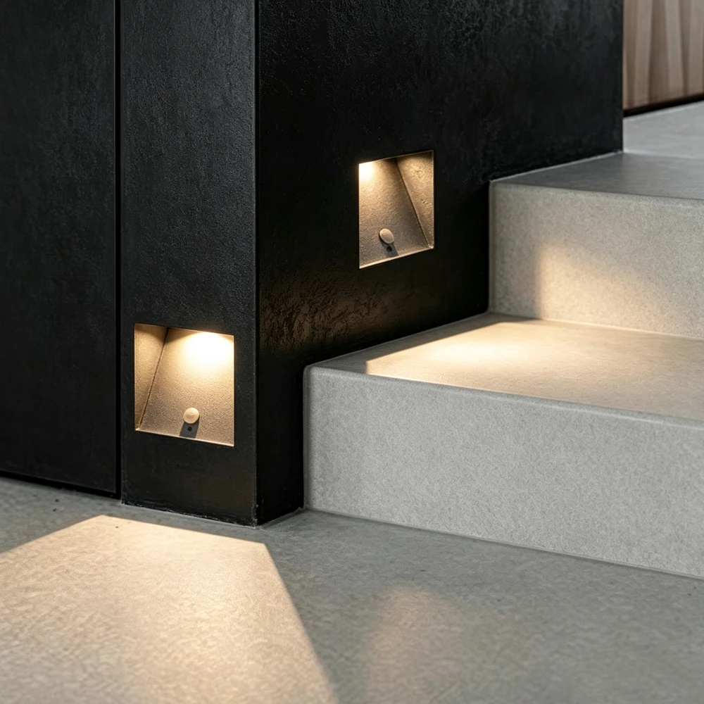 SANDIY Borderless Aluminum Induction Foot light Hotel Staircase Corridor Light IP65 White Black