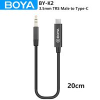 BOYA BY-K2 20cm Microphone Audio Adapter Cable 3.5 mm TRS (Male) to Type-c (Male) for Android PC Computer Laptop USB-C Devices