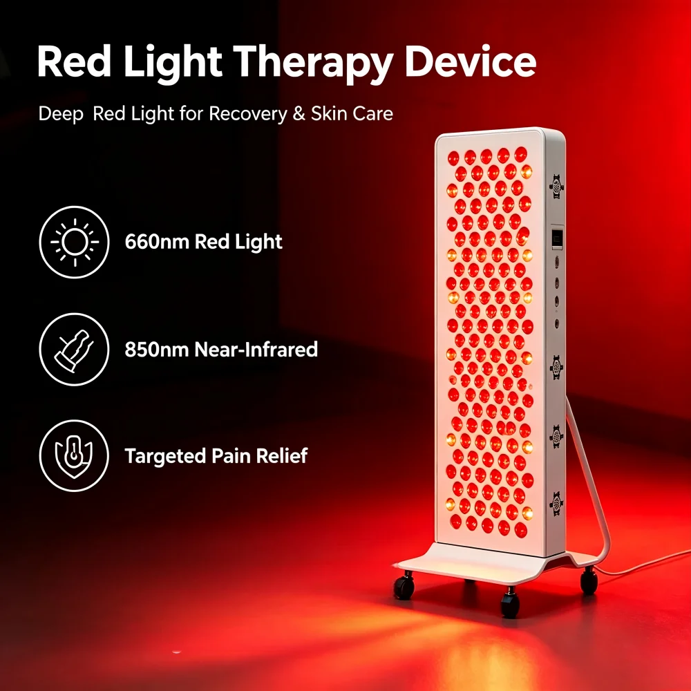 660nm Dual-Chip-LED-Rotlichttherapie mit Standfuß, Nahinfrarot-Therapie-Licht, LED-Schönheitsgeräte für Gesicht und Körper
