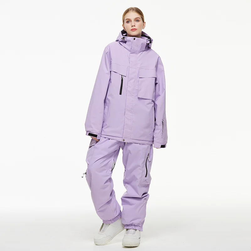 New Men's and Women's Solid-color Ski Jackets, Ski Suits, Cold-proof and Waterproof Winter Outdoor Sportswear