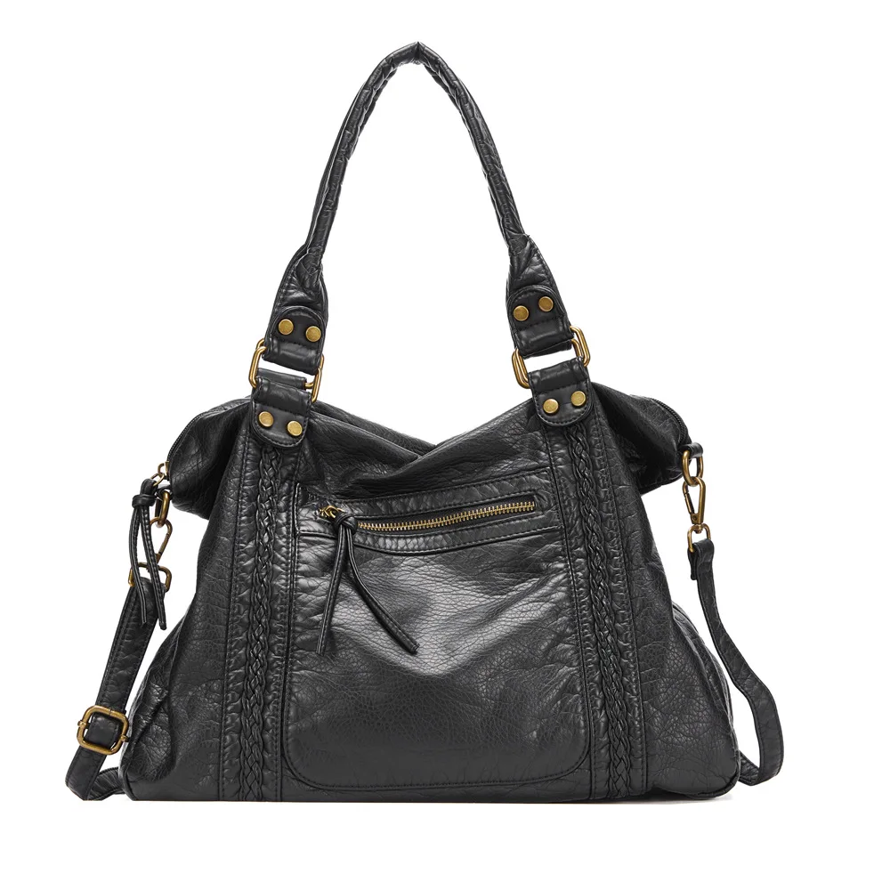 

Women Y2k Motorcycle Shoulder Bags Large Capacity Soft Leather Shoulder Crossbody Bags Vintage Travel Commuter Handbags