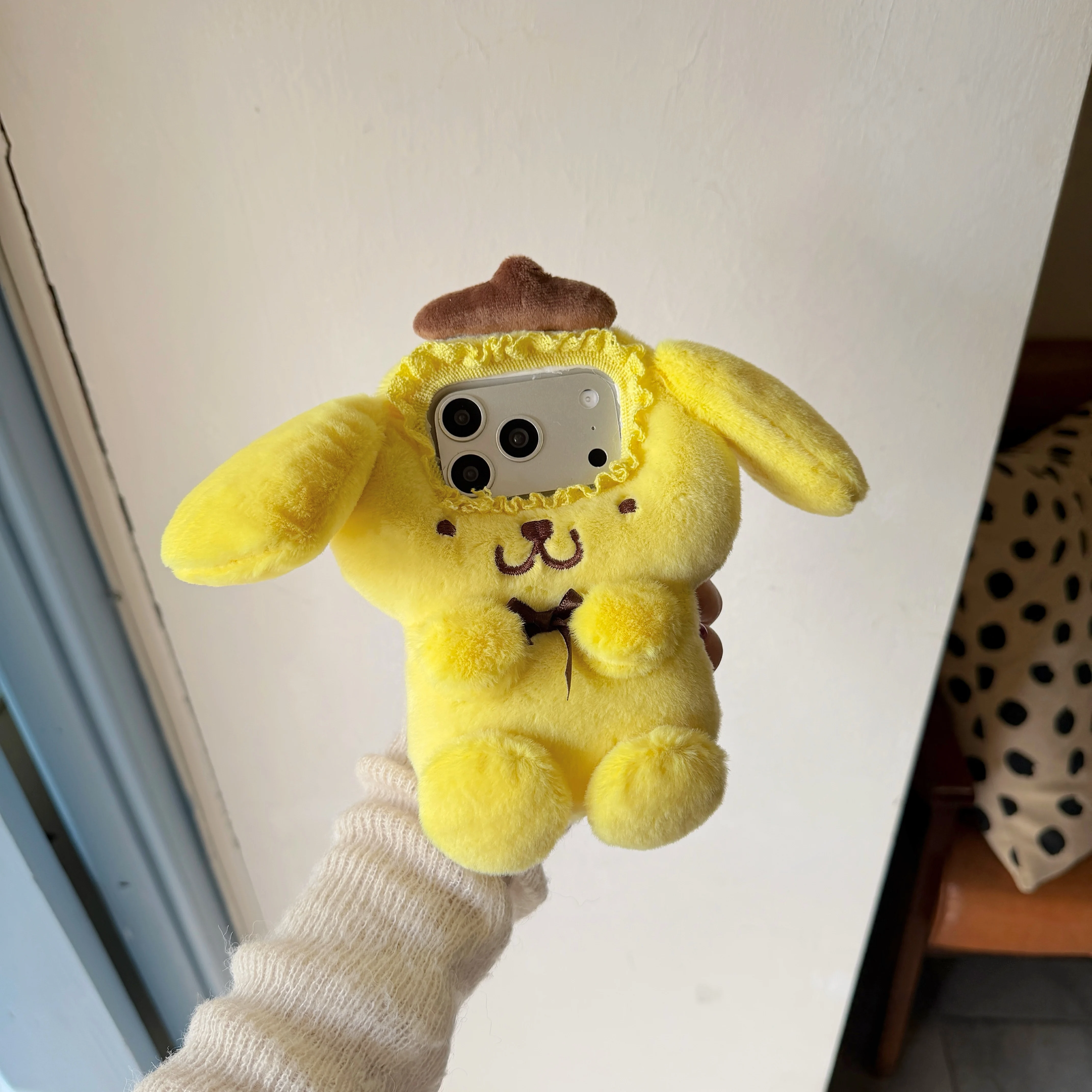 Fundadeteléfonocondiseñodecachorroamarilloesponjosoybonitodedibujosanimadosen3Dparaiphone17Promax161514regalodecontraportada-AliExpress202192403