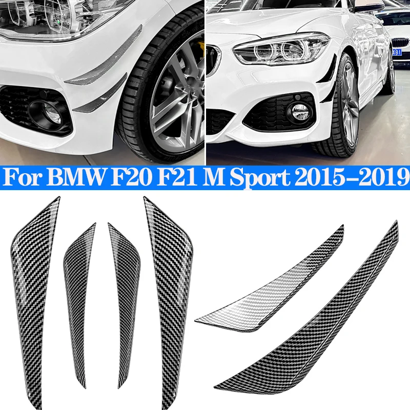 Car Front Bumper Canards Splitter Side Vent Cover Trim ABS Carbon Fiber Gloss Black For BMW 1 Series F20 F21 M Sport 2015-2019