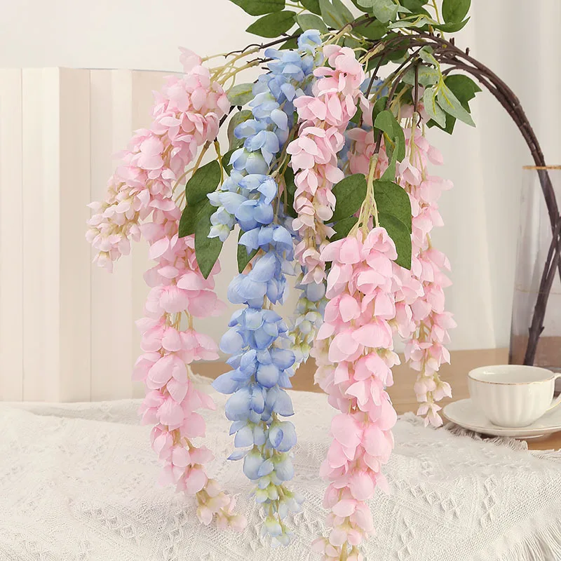 

Forks Artificial Giant Wisteria Long Branches Flowers Wedding Home Decoration Living Room Backdrop Arrangement Hanging Flower