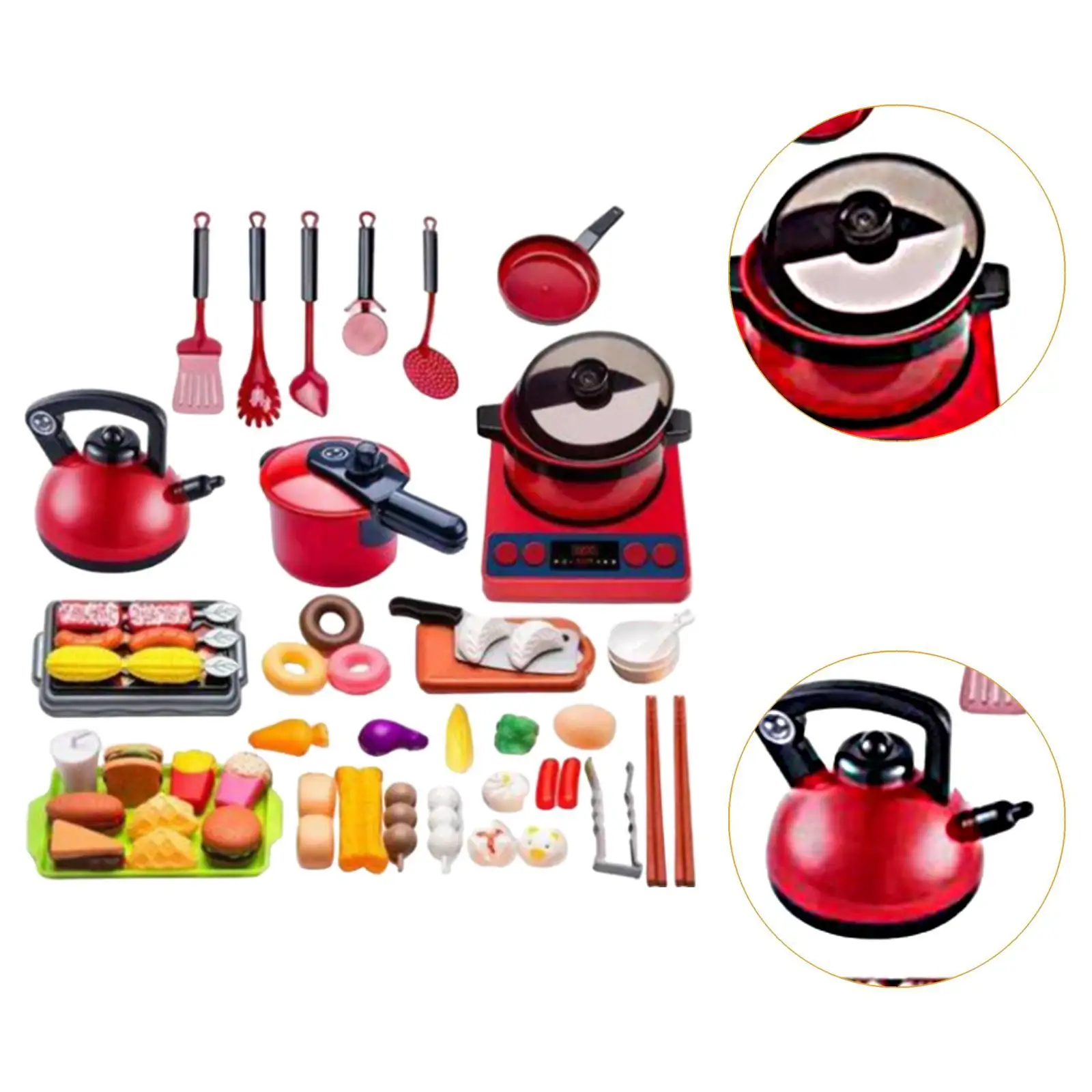 Cozinha cozinhar brinquedo conjunto para crianças, Playset divertido, idade 3 + anos, 61 pcs