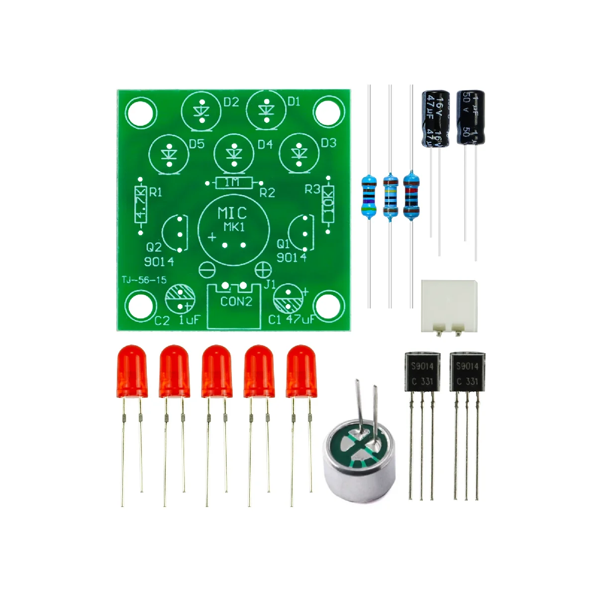 DIY Sound Control LED Flashing Light Kit,Mini PCB Soldering Practice Kit,Student Electronic Experiment Module DC3-4.5V
