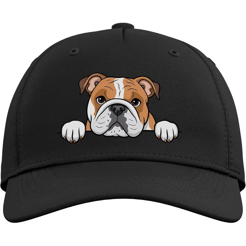 Cute English Bulldog Peeking Puppy Funny Dog Lover Adjustable Baseball Hat
