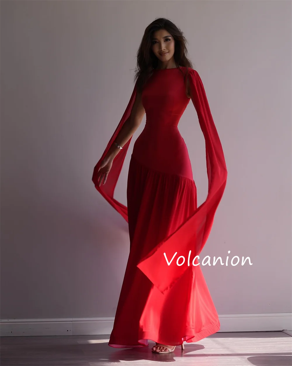 Abiti lunghi gioiello a trapezio con pieghe in jersey squisito personalizzato Occasioni su misura Quinceanera Fashion Sparkle