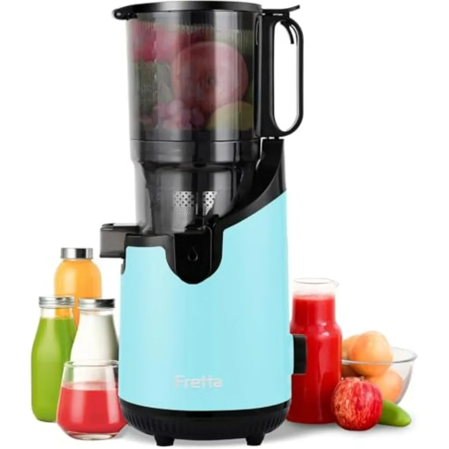 

Соковыжималка холодного отжима с увеличенным загрузочным отверстием 5,3 дюйма для целых фруктов и овощей, с функцией автоматической подачи, медленная шнековая соковыжималка, без BPA