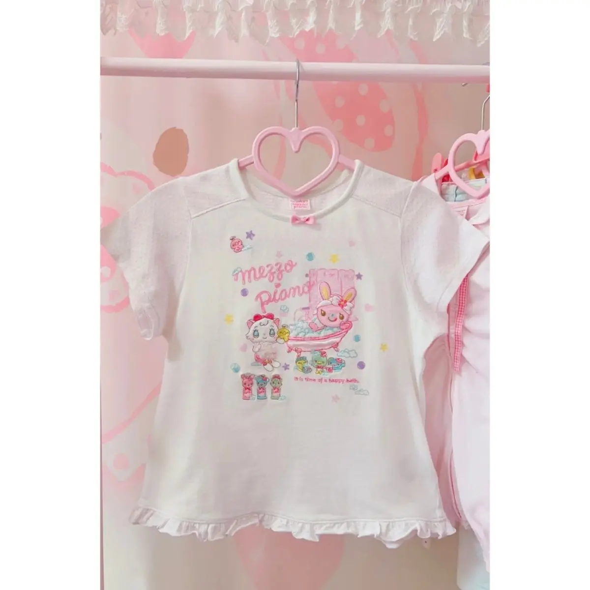 

Japanese Sweet Cartoon Mp Embroidery Cute Bow Lotus Edge Short Sleeved T-shirt Summer All Match Cotton Graphic T Shirts Crop Top