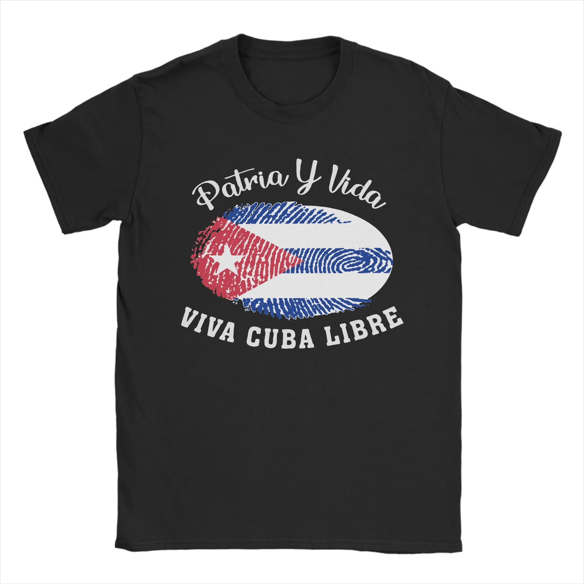 PATRIA Y VIDA CUBA LIBRE T-Shirts for Men Women Cuban Flag Humorous Cotton Tee Shirt O Neck Short Sleeve T Shirt Adult Tops