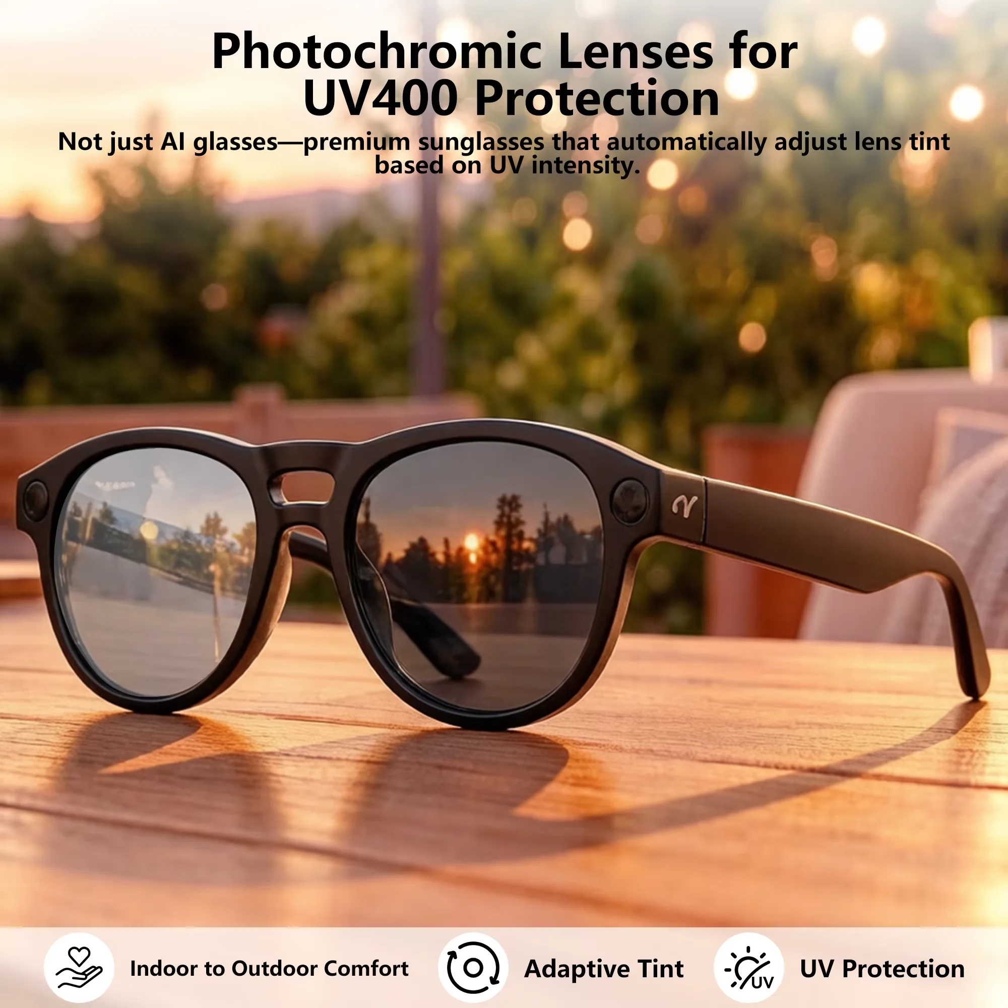 2026AI New Model Smart Audio Sunglasses with Microphone and Speaker for Outdoor Use - Wearable Eyewear for Both Men and Women