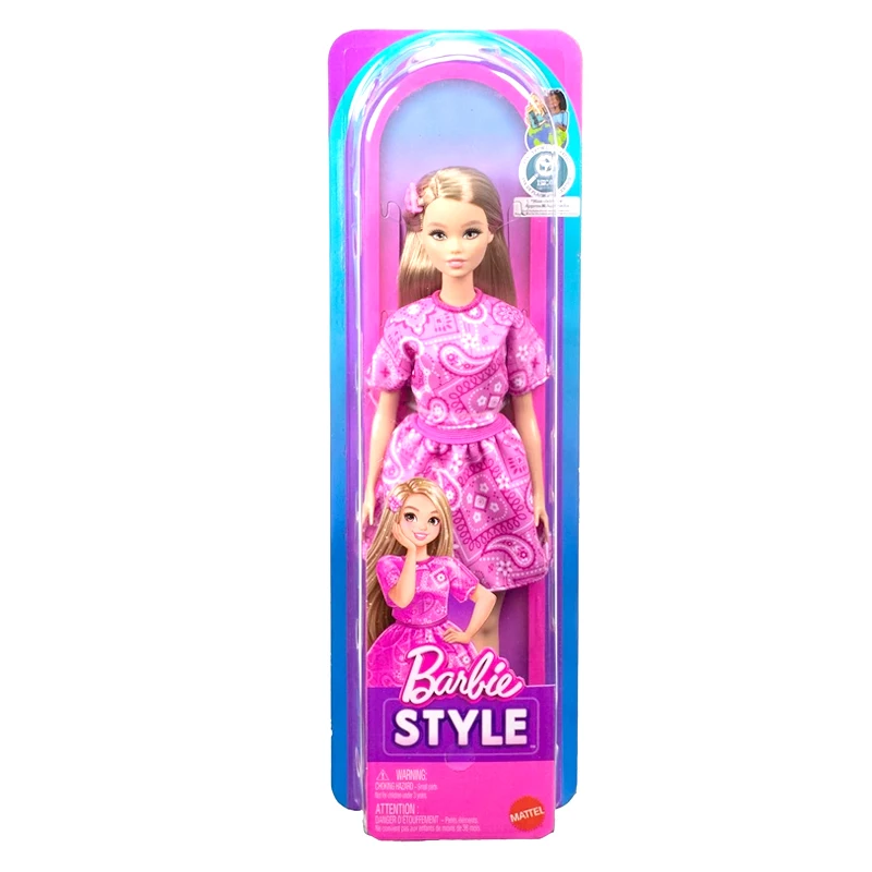 Muñeca estilo Barbie original, vestido con estampado floral rosa rubio, accesorios de tacón alto, pinza para el pelo, Fanshionista 1/6, juguetes para vestir