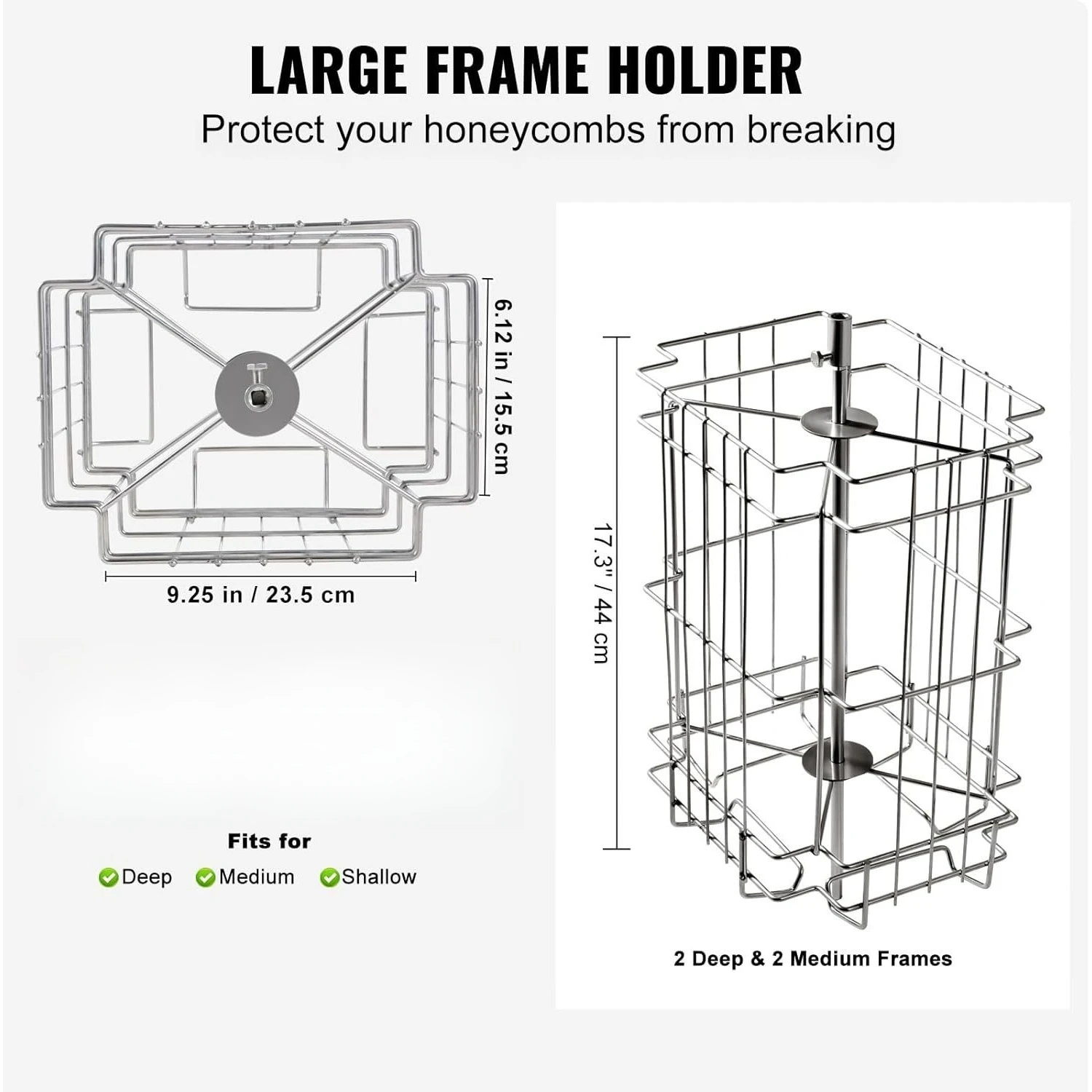 New Update 2/4 Frame Manual Honey Extractor, Stainless Steel Beekeeping Centrifuge with Stand
